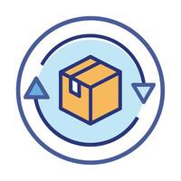 Modern Box Icon with Circular Arrows and Isolated Background vector