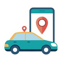 Elegant Car Icon with a Smartphone Pin and Isolated Background vector