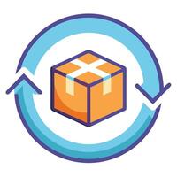 Box Icon with Circular Arrows and Isolated Background vector
