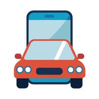 Car Icon with a Smartphone Pin and Isolated Background vector