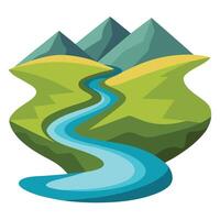 Modern River Icon Winding through a Valley and Isolated Background vector