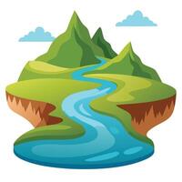 Elegant River Icon Winding through a Valley and Isolated Background vector