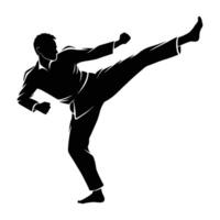 Dedicated taekwondo practitioner performing a complex sequence with disciplined focus and agile movement silhouette vector