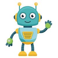 Modern Friendly Robot Icon Holding a Heart and Isolated Background vector