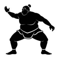 Formidable sumo wrestler preparing for combat with intense focus and massive strength silhouette vector