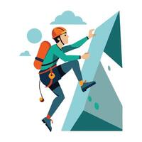 Climber Icon on a Vertical Rock Wall and Isolated Background vector
