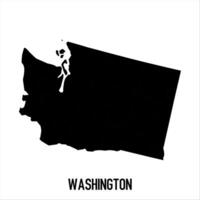Washington Map - black World Map International template with High detailed isolated on white background vector