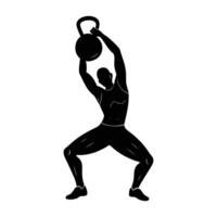 Dedicated individual performing a Turkish get-up with controlled strength and fluid movement silhouette vector