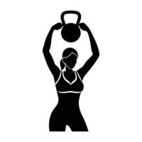 Strong woman executing a kettlebell swing with controlled rhythm and powerful momentum silhouette vector