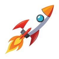 Sleek Rocket Icon Launching with Flames and Isolated Background vector