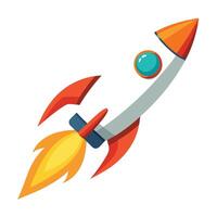 Modern Sleek Rocket Icon Launching with Flames and Isolated Background vector