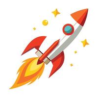 Elegant Sleek Rocket Icon Launching with Flames and Isolated Background vector