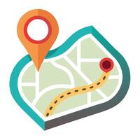 Elegant Map Icon with a Marked Route and Isolated Background vector