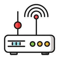 Elegant Simple Router Icon with Network Signals and Isolated Background vector