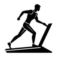 A determined male athlete running on a treadmill with vigorous and consistent pace vector