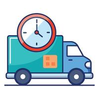 Modern Clock Icon on a Delivery Truck and Isolated Background vector