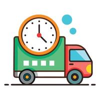 Clock Icon on a Delivery Truck and Isolated Background vector
