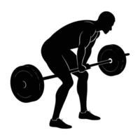 Focused individual performing a Romanian deadlift with proper form and steady strength silhouette vector