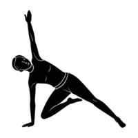 Focused individual maintaining a side plank with unwavering core stability and balance silhouette vector