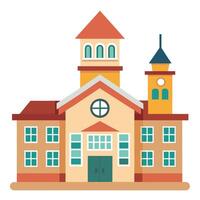Modern School Building Icon with a Bell Tower and Isolated Background vector