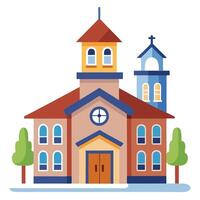 Elegant School Building Icon with a Bell Tower and Isolated Background vector