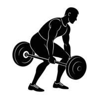 Determined individual executing a Romanian deadlift with controlled power and balance silhouette vector