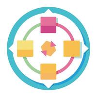 Sticky Notes Icon in a Circular Workflow and Isolated Background vector