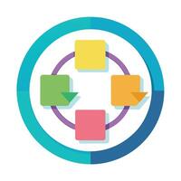 Elegant Sticky Notes Icon in a Circular Workflow and Isolated Background vector
