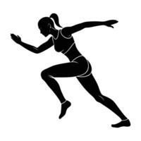 Energetic woman executing a high knee sprint with impressive speed and dynamic power silhouette vector