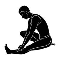Determined individual performing a deep hamstring stretch with focused concentration silhouette vector