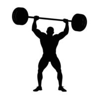 Powerful weightlifter performing an overhead lift with exceptional strength and control silhouette vector
