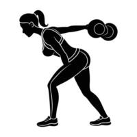 Determined woman executing a triceps kickback with steady control and refined muscular strength silhouette vector