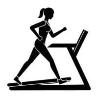 Woman Running on a Treadmill Captured in a Sleek Silhouette of Endurance vector