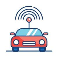 Modern Car Icon with Radar Signals and Isolated Background vector