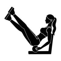 Woman Engaged in Leg Press Machine Exercise Captured in a Striking Silhouette vector