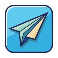 Modern Paper Plane Icon over a Square Symbol and Isolated Background vector