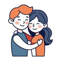 Modern Person Icon Hugging Themselves and Isolated Background vector