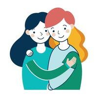 Elegant Person Icon Hugging Themselves and Isolated Background vector