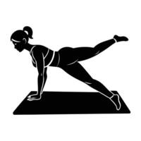 Woman in a Dynamic Silhouette Performing Donkey Kicks on a Mat with Precision vector