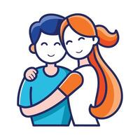 Person Icon Hugging Themselves and Isolated Background vector