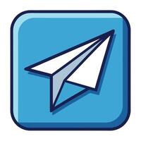 Paper Plane Icon over a Square Symbol and Isolated Background vector