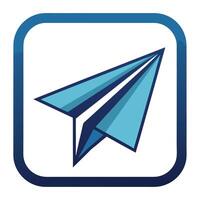 Elegant Paper Plane Icon over a Square Symbol and Isolated Background vector