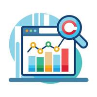 Elegant Graph Icon with Search Engine Rankings and Isolated Background vector
