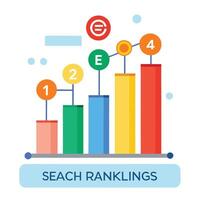 Graph Icon with Search Engine Rankings and Isolated Background vector