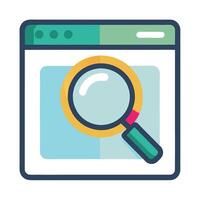 Elegant Magnifying Glass Icon on a Webpage and Isolated Background vector