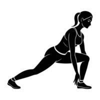 Active Woman Stretching Her Quadriceps Prior to Exercise in a Dynamic Silhouette vector