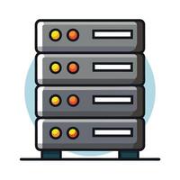 Modern Server Rack Icon with Blinking Lights and Isolated Background vector