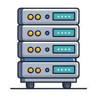 Elegant Server Rack Icon with Blinking Lights and Isolated Background vector