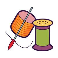 Modern Needle Thread and Fabric Icon and Isolated Background vector