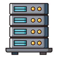 Server Rack Icon with Blinking Lights and Isolated Background vector